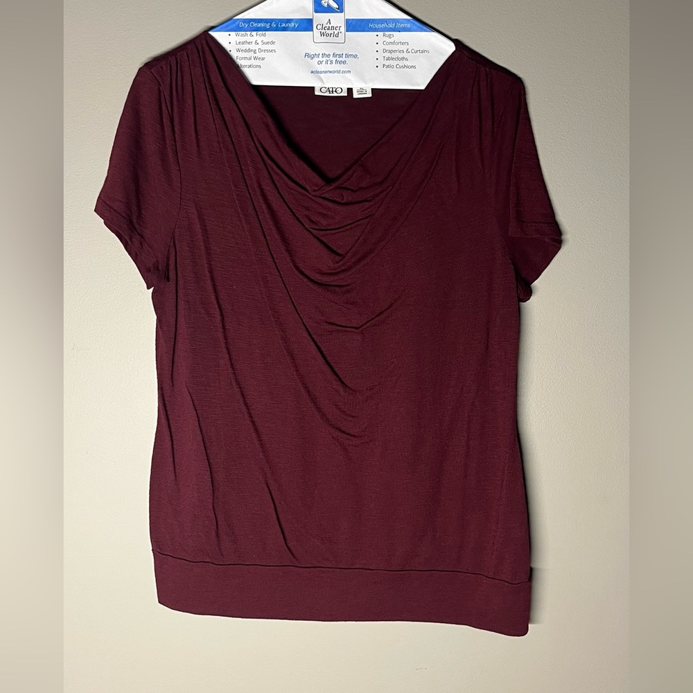 Cato Maroon Drape Neck Blouse